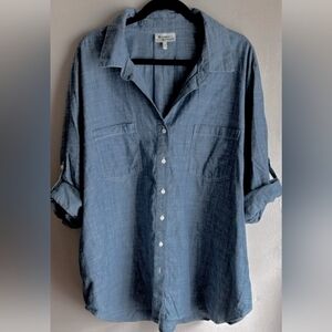 Hester & Orchard Casual Denim Blue Button-Down Shirt - Size 2X